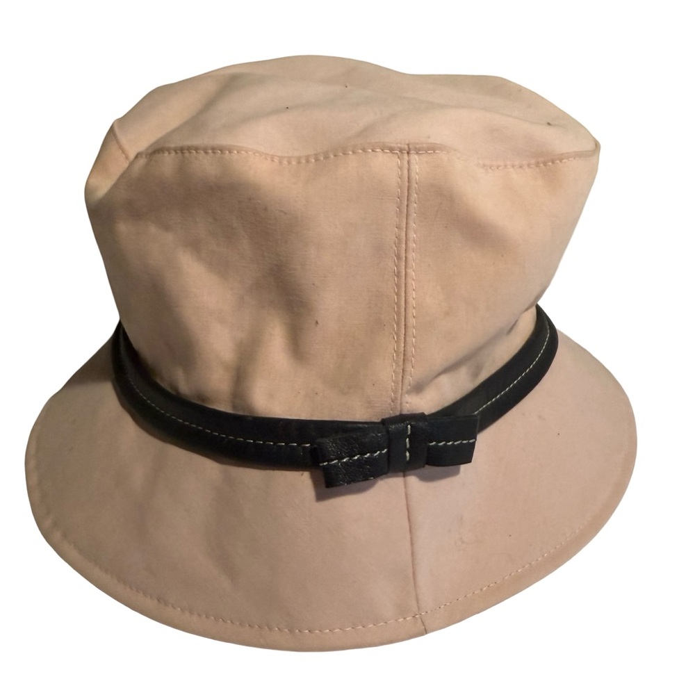 Coach Bucket Hat Pink Size Medium /Large Leatherwars Sun Beach Spring Black Trim